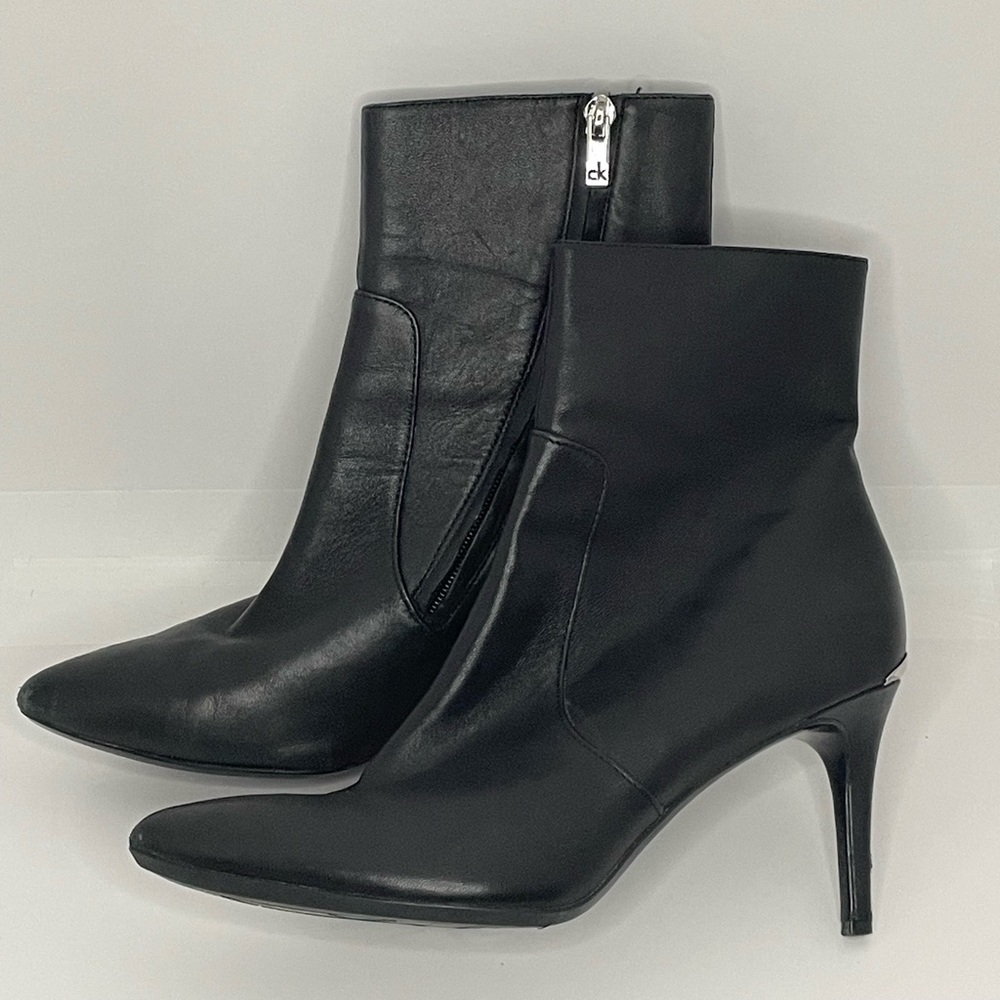 Leather zip up booties